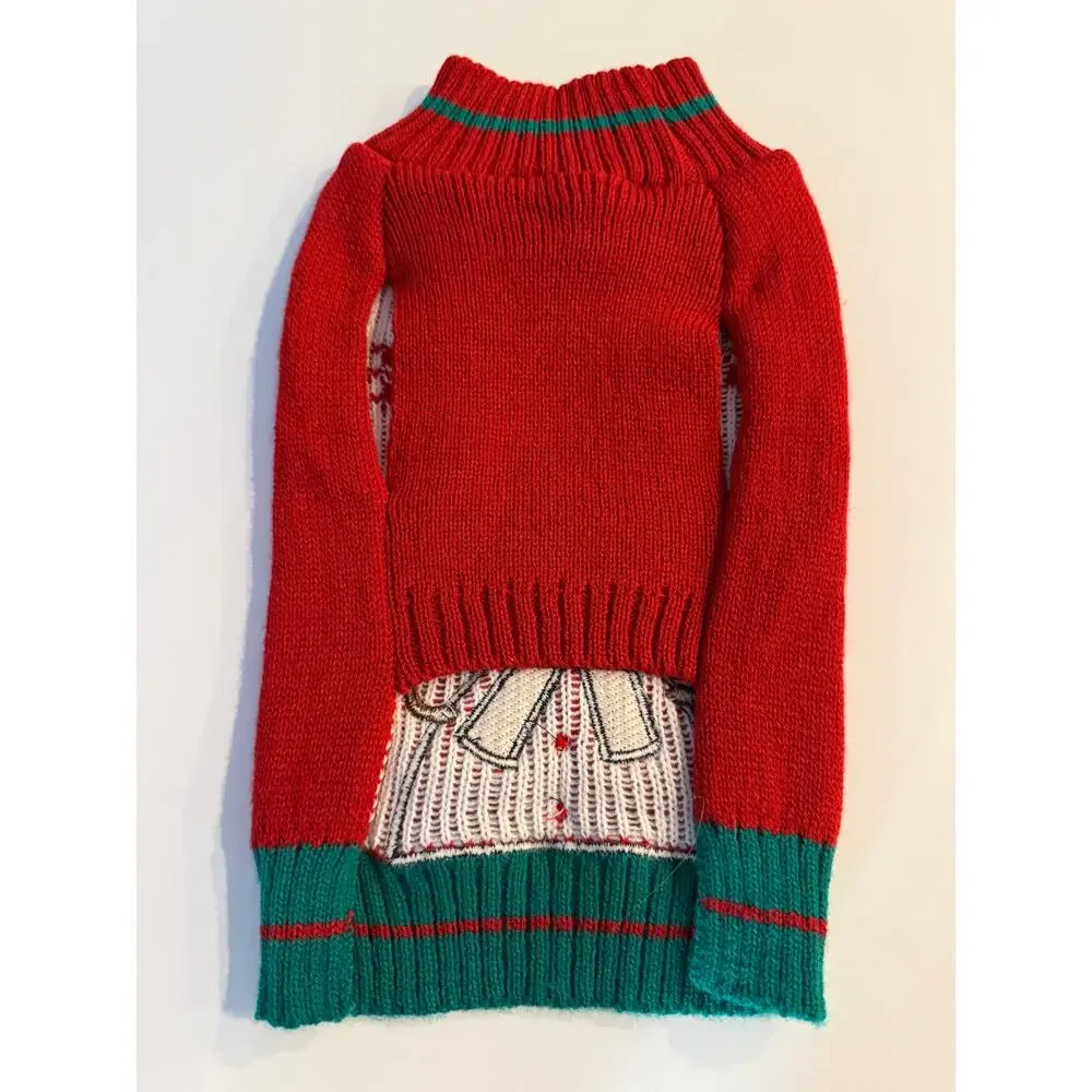 Red Snowman Ugly Christmas Dog Sweater - Fits 8-10 lb Dog